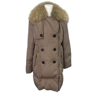 MaxMara Down Puffer Coat Brown Fur Hooded